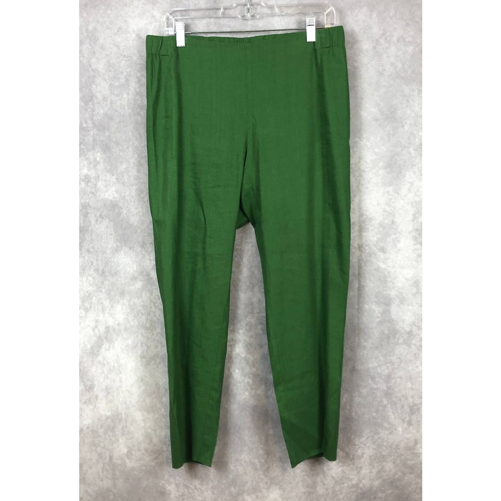 J. Jill‎ Linen Stretch Pants Cropped Slit Hem Linen Blend Green Size Small